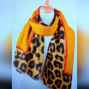 MUSTARD LEOPARD PRINT SCARF WITH RED ♥️ & YELLOW 💛 ACCENTS